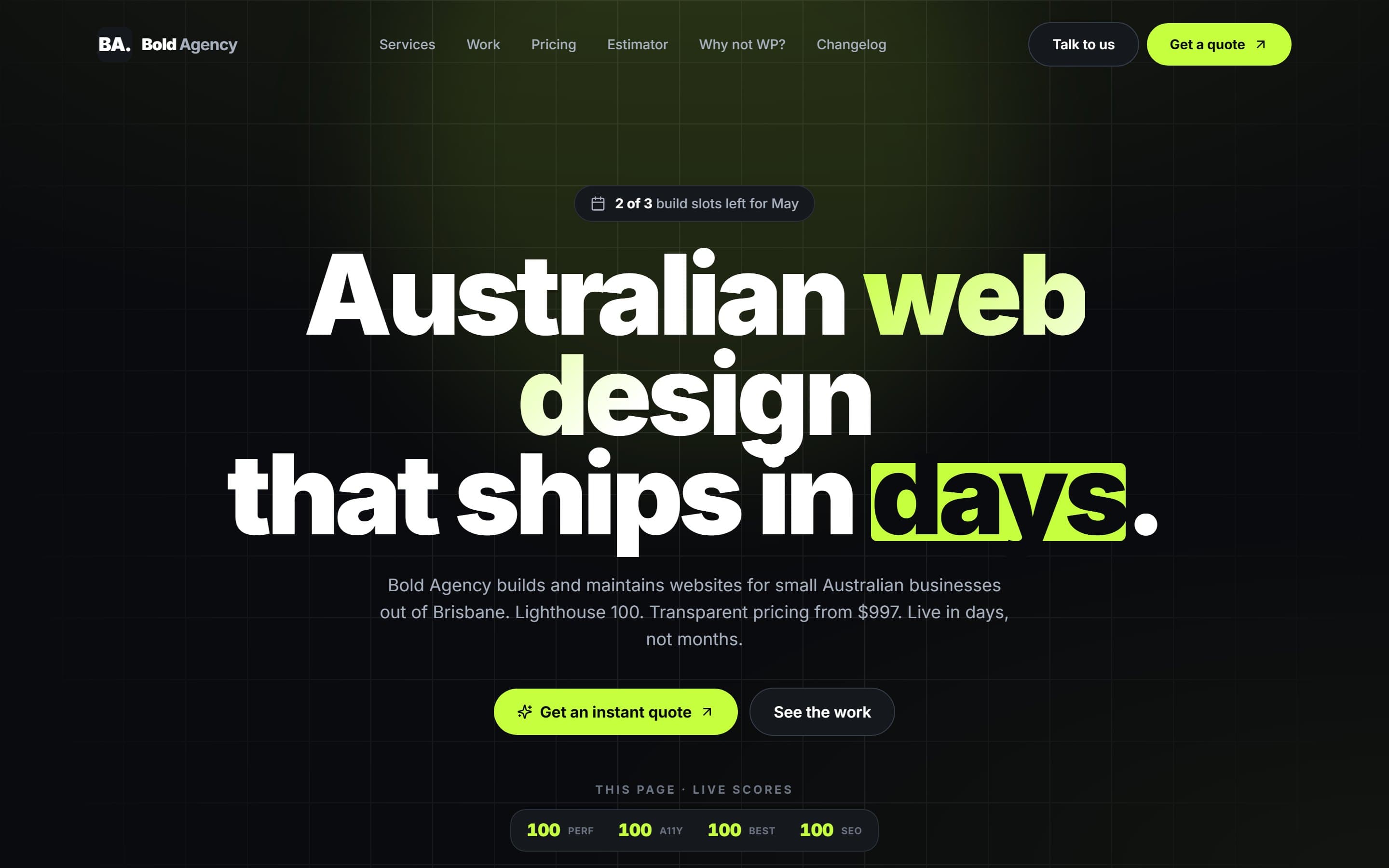Bold Agency website preview — built by Bold Agency