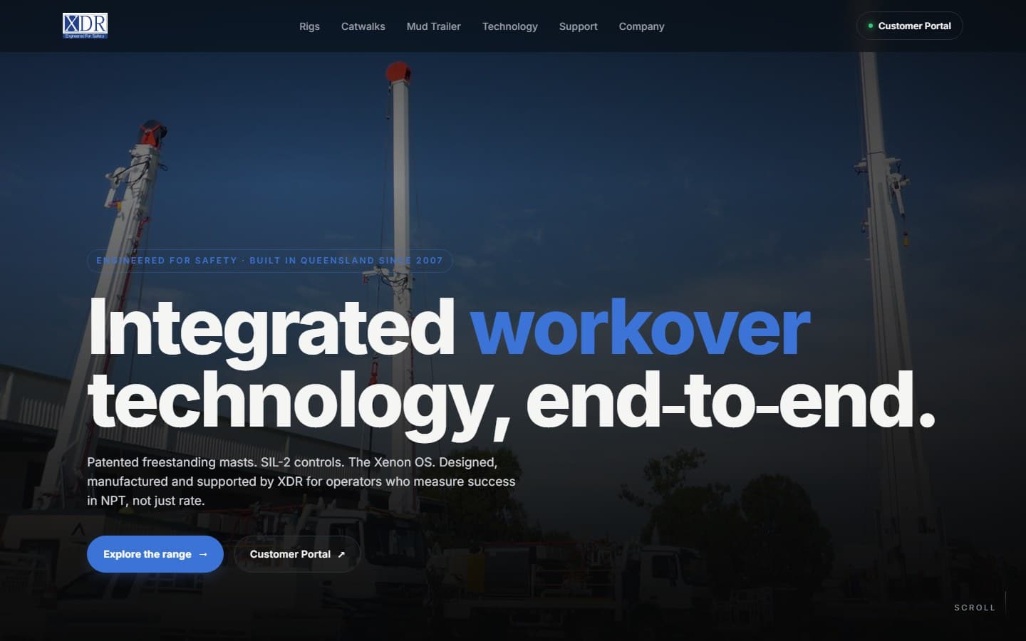 XDR — Exploration Drill Rigs website preview — Workover rig technology, end-to-end